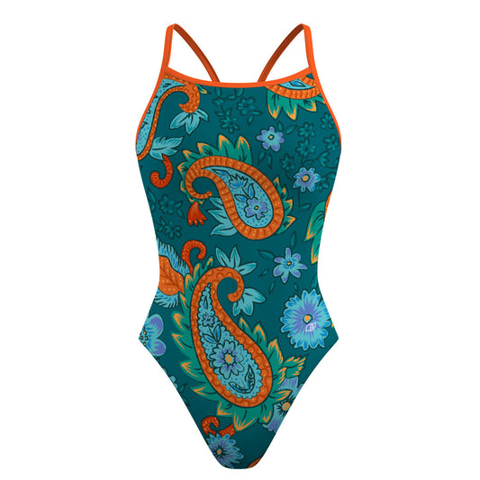 Kashmiri Paisleys Skinny Strap Swimsuit