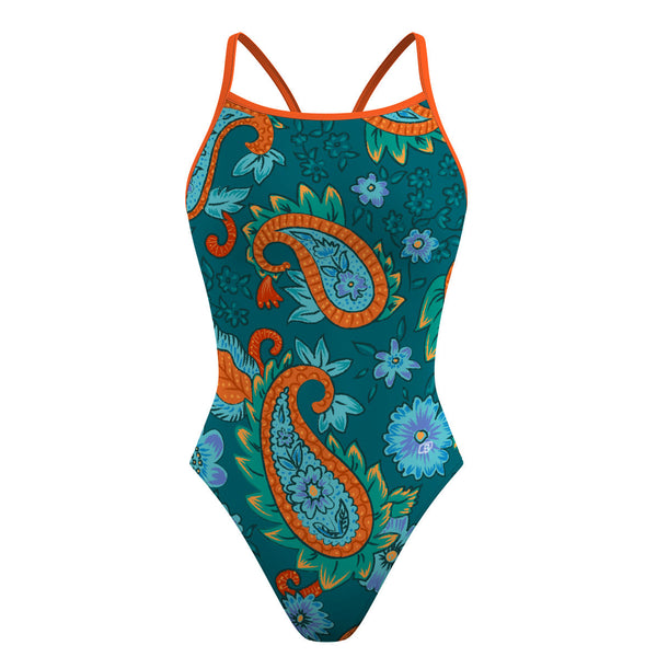 Kashmiri Paisleys Skinny Strap Swimsuit