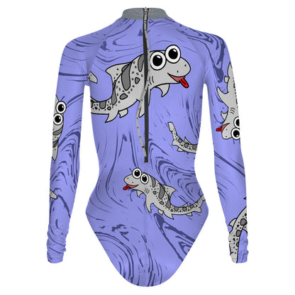 Sharkie Surf Suit Periwinkle (Tiff) - Surf Swimming Suit Classic Cut
