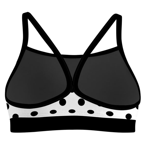White Black Polka Dots - Classic Sports Bikini Top
