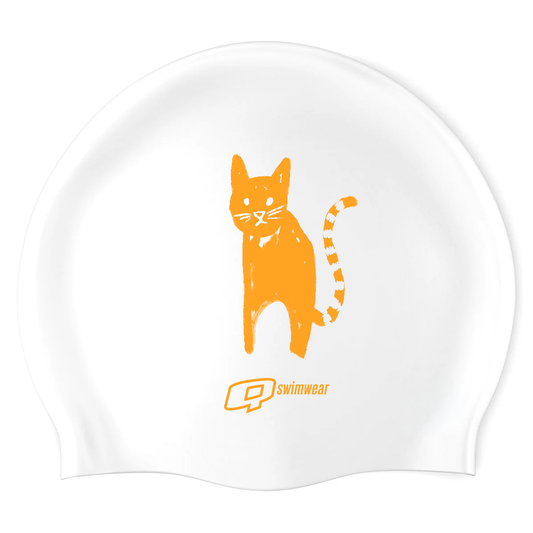 Orange Cat - Silicone Swimming Cap