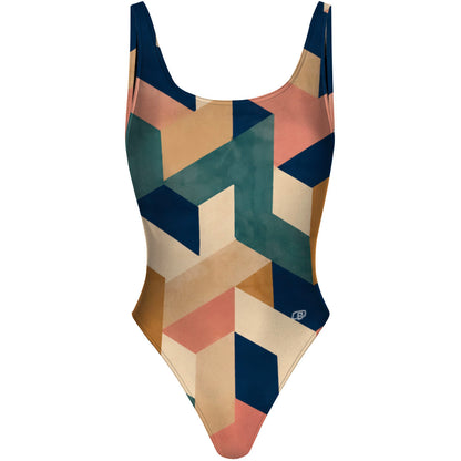 Blocks - High Hip One Piece Swimsuit
