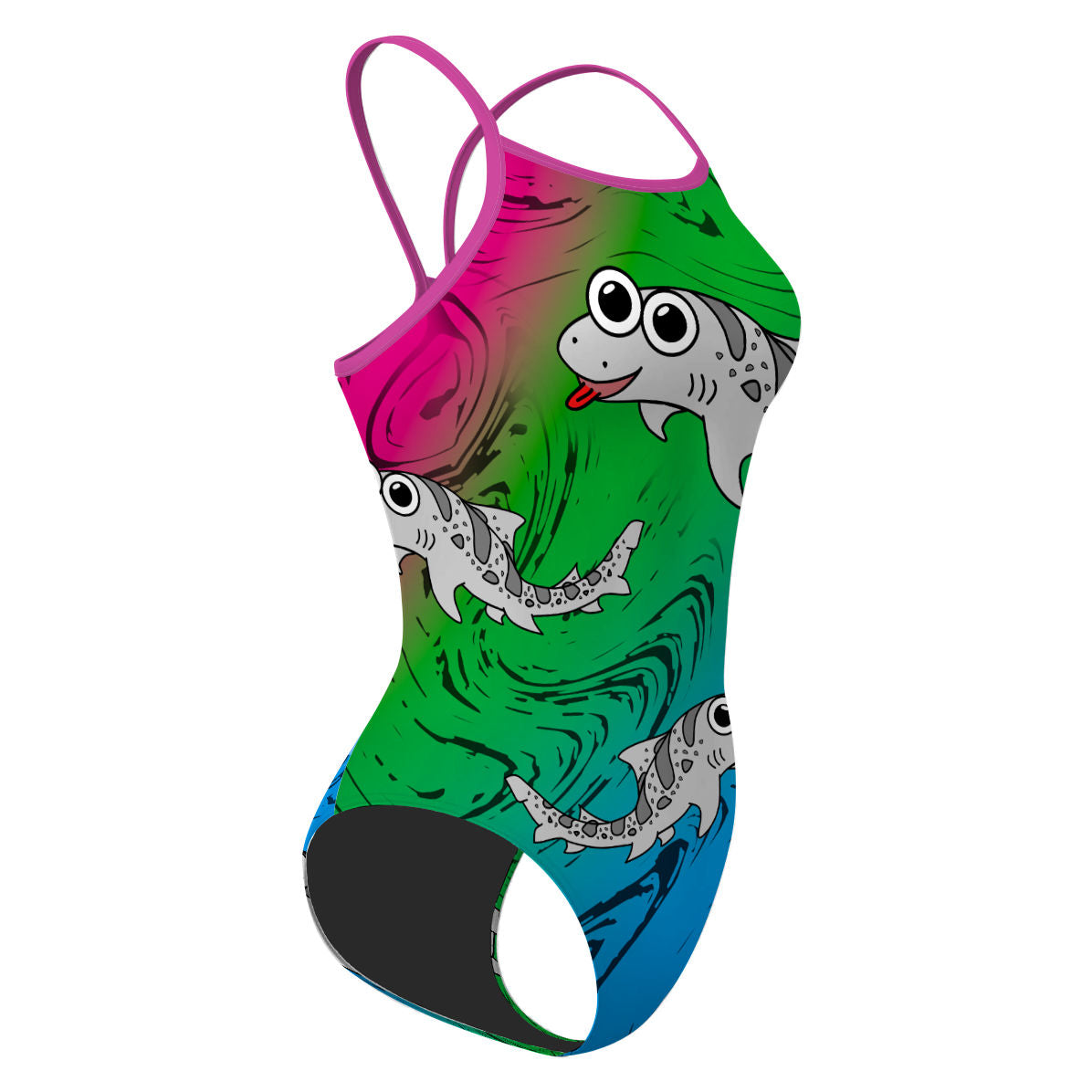 Sharkie SS Multicolor Dark (Michelle) - Skinny Strap Swimsuit