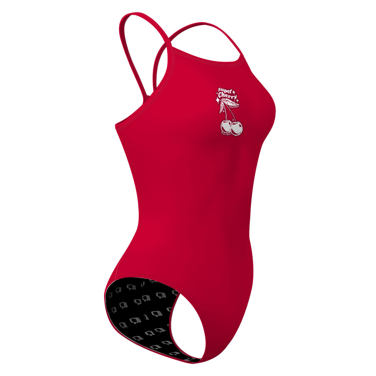 Cherry Cute - Solid Skinny Strap Swimsuit