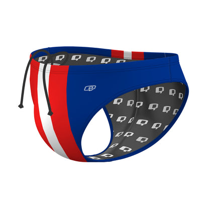Royal Red & White Stipes - Waterpolo Brief Swimsuit
