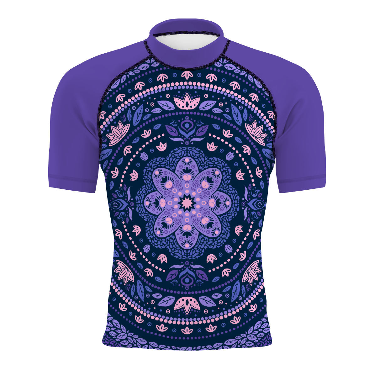 Delicated Mandala Men's Surf UPF50+ Short Sleeve Rash Guard