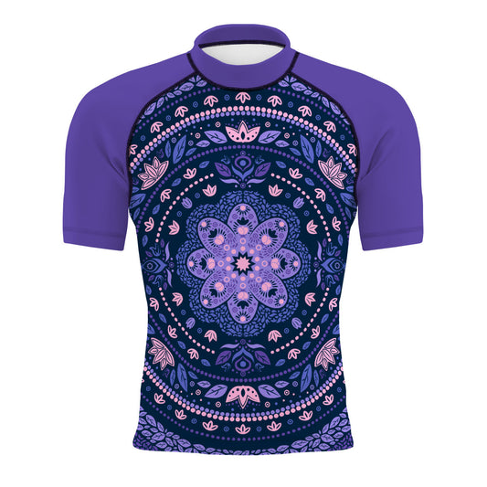 Delicated Mandala Men's Surf UPF50+ Short Sleeve Rash Guard
