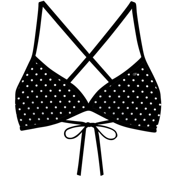 Black-White Polka Dots - Tieback Bikini Top