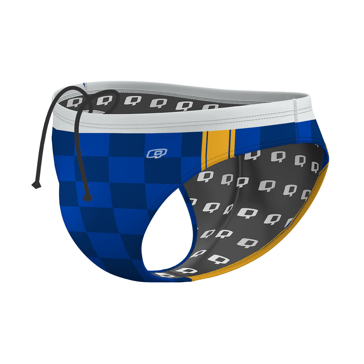 Blue Checkers - Waterpolo Brief Swimsuit