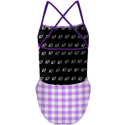Purple Gingham X Back - "X" Back Swimsuit
