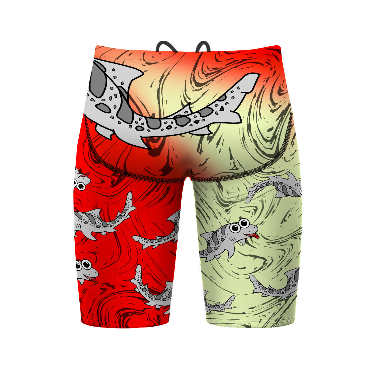 Sharkie Atlas Red Tan Red Dark (Ankit) - Atlas Jammer Swimsuit