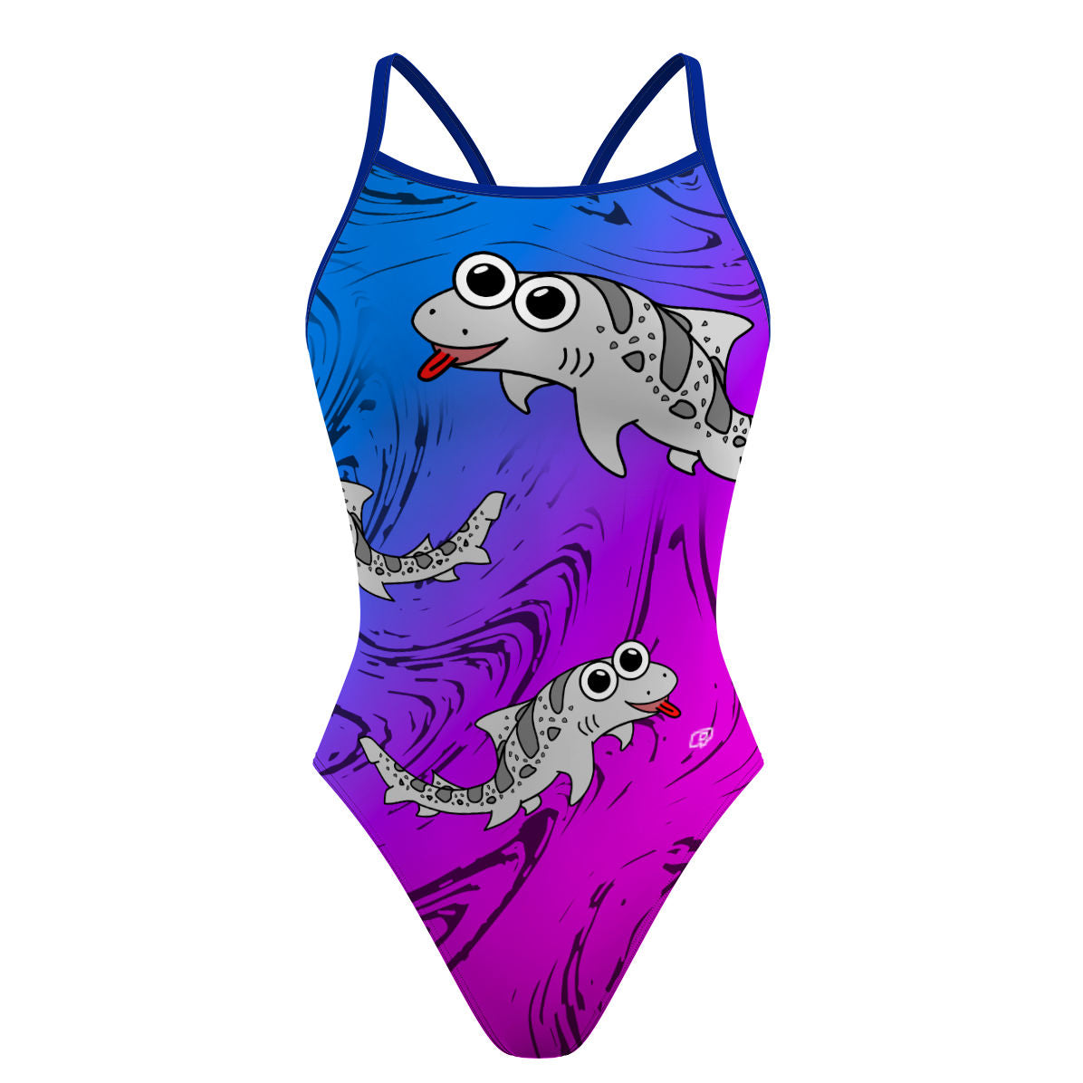 Sharkie SS V2 Blue Purple Dark (Carol) - Skinny Strap Swimsuit