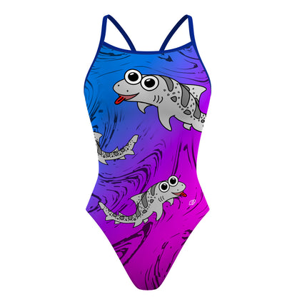 Sharkie SS V2 Blue Purple Dark (Carol) - Skinny Strap Swimsuit