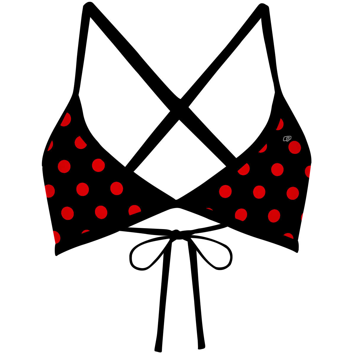 Red-Black Polka Dots - Tieback Bikini Top
