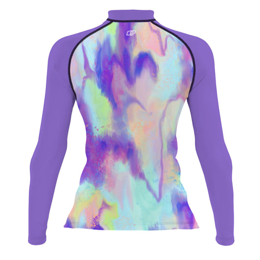 Bleeding Checks Women's Surf UPF50+ Long Sleeve Rash Guard, view 2