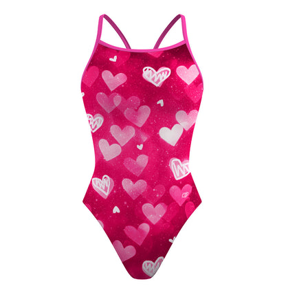 Love Glitter pink - Skinny Strap Swimsuit