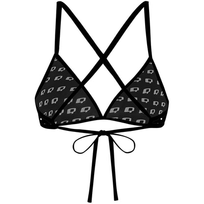 Black-White Polka Dots - Tieback Bikini Top