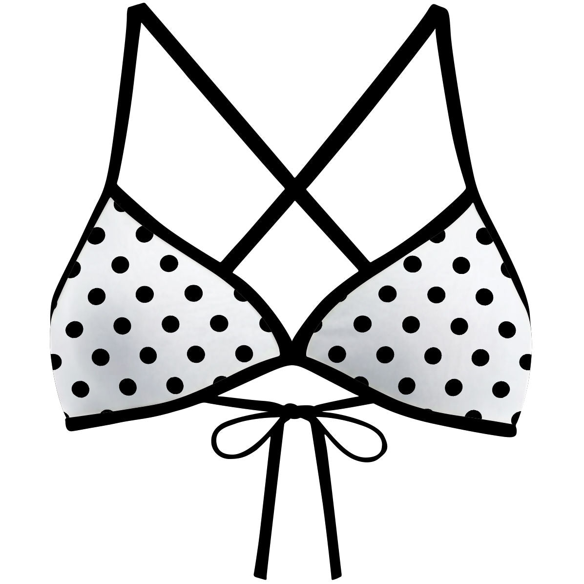 White-Black Polka Dots - Tieback Bikini Top