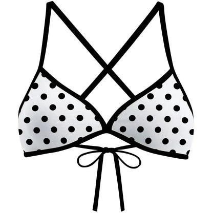 White-Black Polka Dots - Tieback Bikini Top