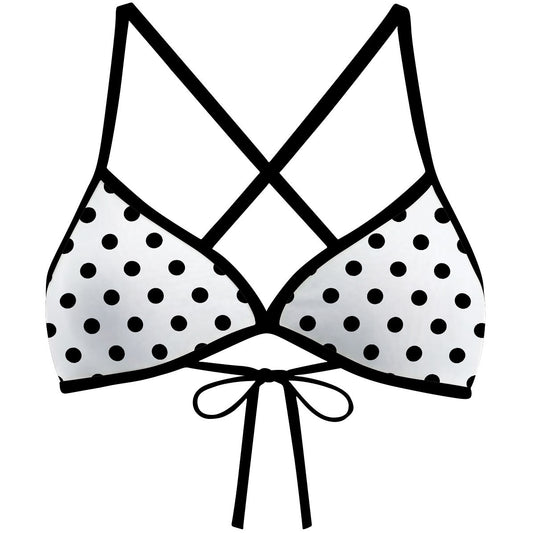 White-Black Polka Dots - Tieback Bikini Top
