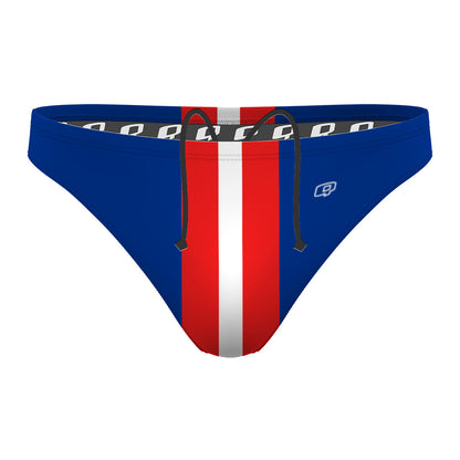 Royal Red & White Stipes - Waterpolo Brief Swimsuit