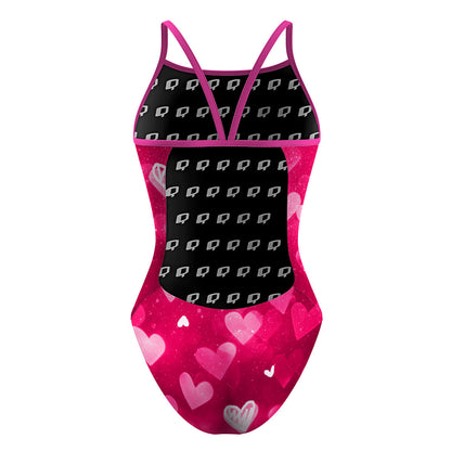 Love glitter pink - Sunback Tank Swimsuit