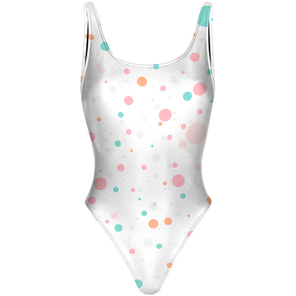 Multicolor Polka Dots - High Hip One Piece Swimsuit