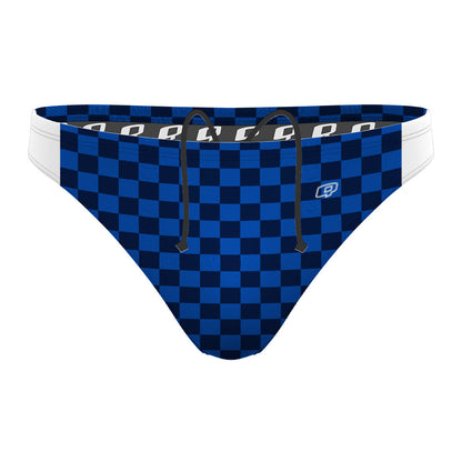 Blue Checkered - Waterpolo Brief Swimsuit