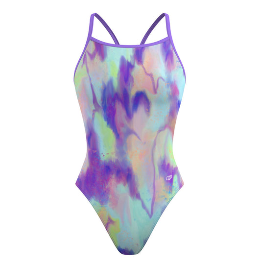 Bleeding Checks Skinny Strap Swimsuit