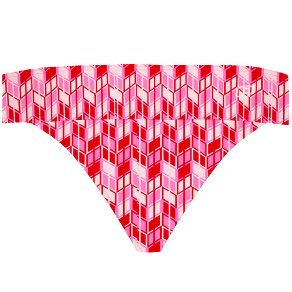 Red Ikat Demi Cheeky Cut Bikini Bottom, view 2