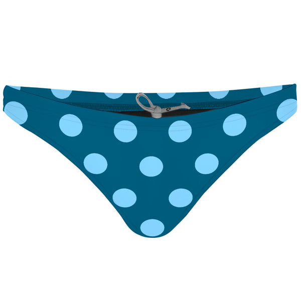 Teal-Blue Polka Dots - Tieback Bikini Bottom