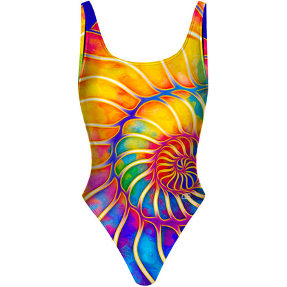 Seashell in Wonderland - High Hip One Piece Swimsuit