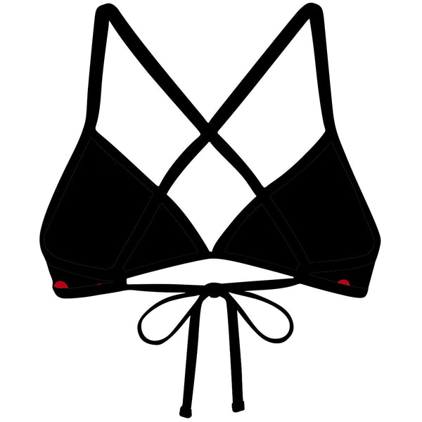 Red-Black Polka Dots - Tieback Bikini Top