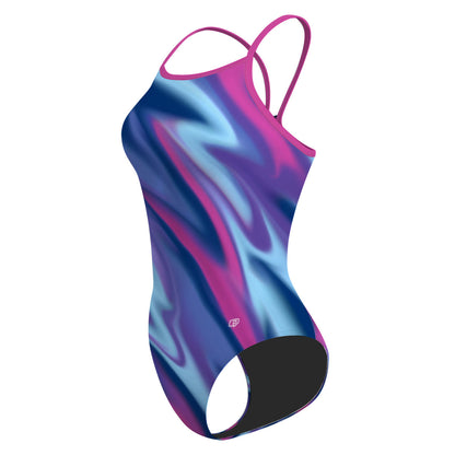 Amorphous Blur Skinny Strap Swimsuit, view 4