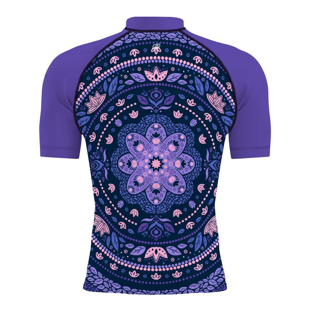Delicated Mandala Men's Surf UPF50+ Short Sleeve Rash Guard, view 2
