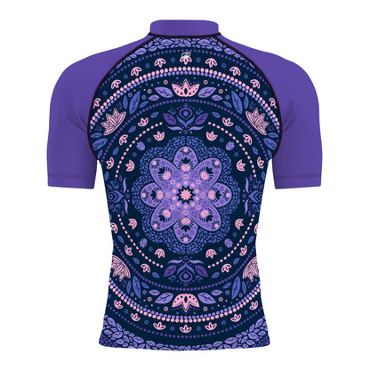 Delicated Mandala Men's Surf UPF50+ Short Sleeve Rash Guard, view 2
