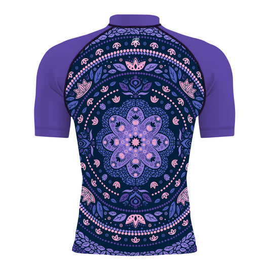Delicated Mandala Men's Surf UPF50+ Short Sleeve Rash Guard, view 2