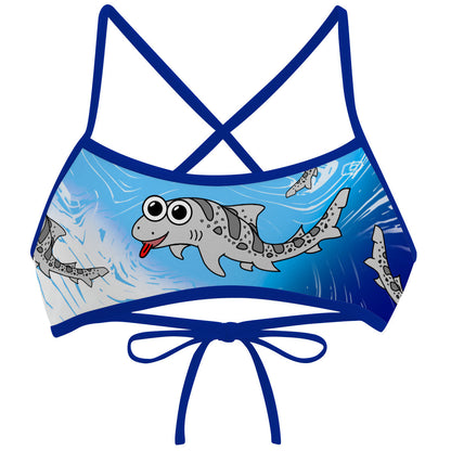 Sharkie DARK STRAPS Ciara Top Light Blue Dark Blue Light (Lisa R) - Ciara Tieback Bikini Top