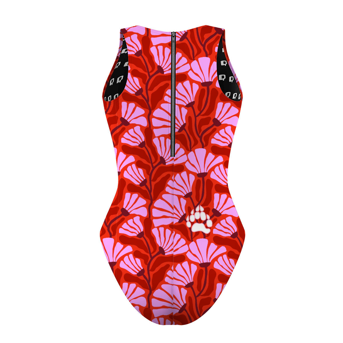 Emily's Pink Poppy Floral Design - Women's Waterpolo Swimsuit Classic Cut