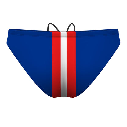 Royal Red & White Stipes - Waterpolo Brief Swimsuit