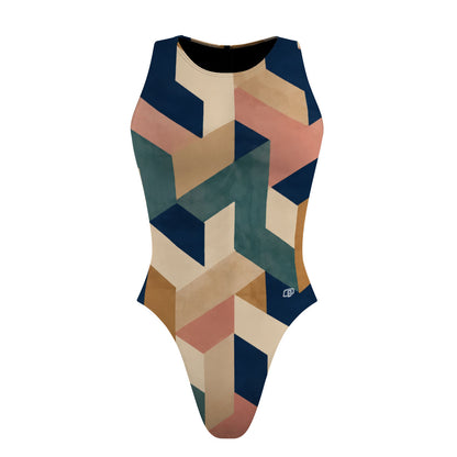 Blocks - Women's Waterpolo Swimsuit Cheeky Cut
