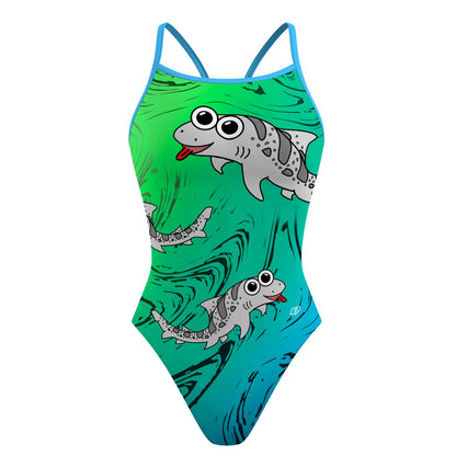 Sharkie Skinny Strap Siren Green Dark 2 (Zana) - Skinny Strap Swimsuit