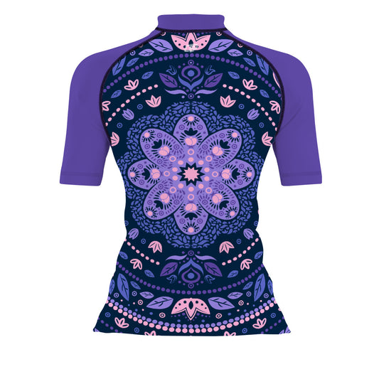 Delicated Mandala Women's Surf UPF50+ Short Sleeve Rash Guard, view 2