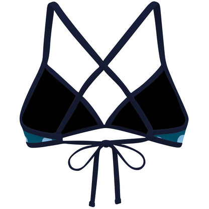 Teal-Blue Polka Dots - Tieback Bikini Top