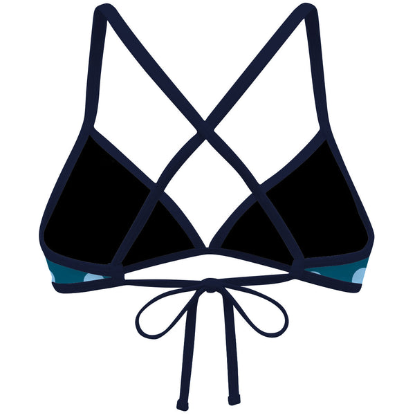 Teal-Blue Polka Dots - Tieback Bikini Top