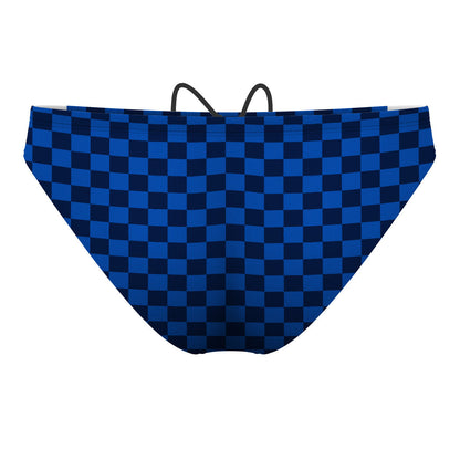 Blue Checkered - Waterpolo Brief Swimsuit