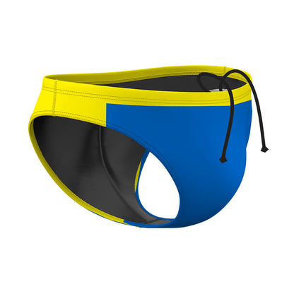 Yellow and Blue Contrast - Waterpolo Brief Swimsuit