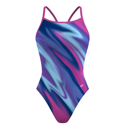 Amorphous Blur Skinny Strap Swimsuit
