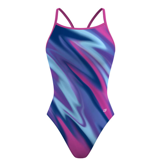 Amorphous Blur Skinny Strap Swimsuit