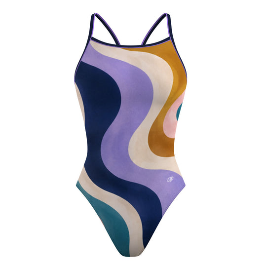Retro Wave Skinny Strap Swimsuit